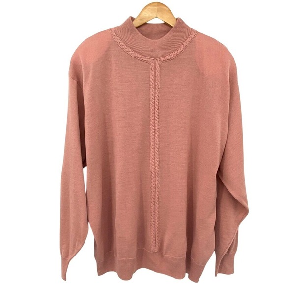 Vintage 70s Sweater Jumper Plus Size 3X Pink Pullover Shoulder Pads 30%‎ Wool - Picture 1 of 9